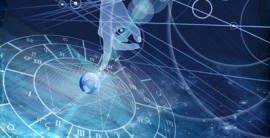 astrological chart on the background of the starry sky